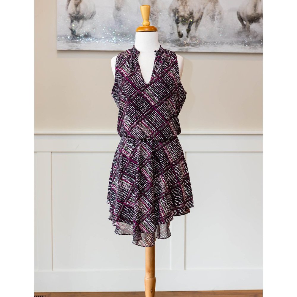 White House Black Market Purple and Black colorful sleeveless dress